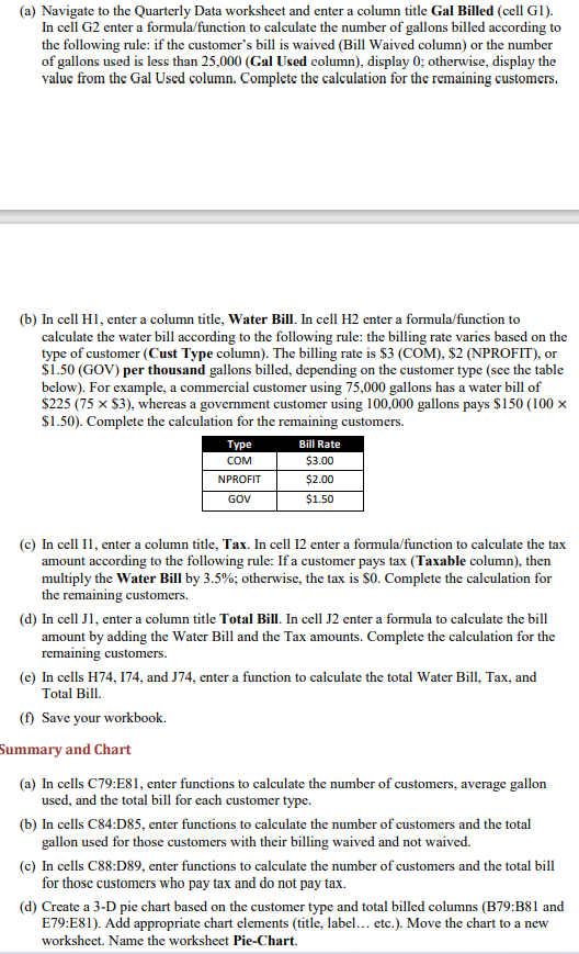 Please complete the excel file. (a) Navigate to the Quarterly Data worksheet