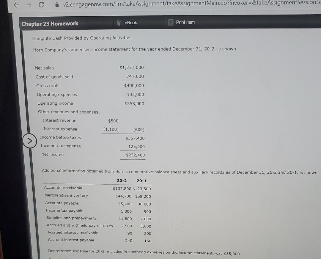 help please 1 A v2.cengagenow.com/ilm/take Assignment/takeAssignmentMain.do?invoker=&takeAssignmentSessionle Chapter 23 Homework eBook Print