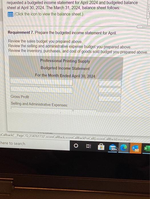 Company's cash budget for the first quarter of 2024. Print Done hers