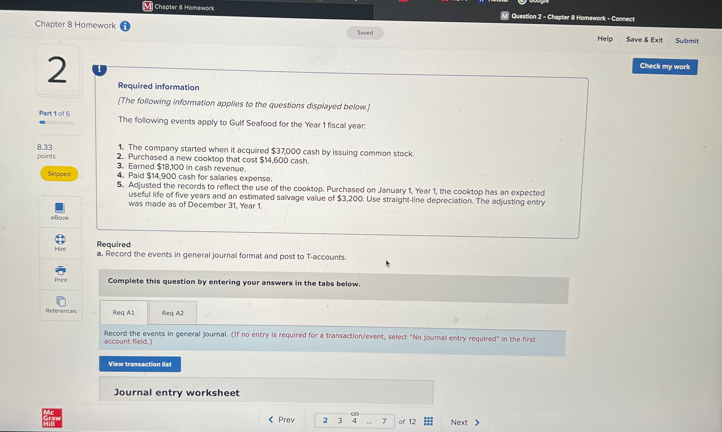  Chapter 8 Homework Question 2- Chapter 8 Homework - Connect Chapter
