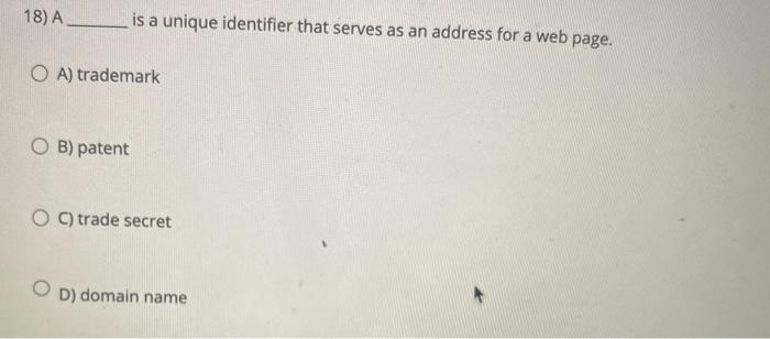  18) A__ is a unique identifier that serves as an address