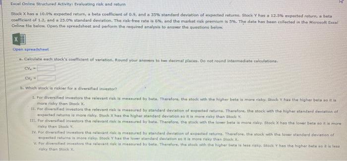  excel for help answer A Excel Online Structured Activity: Evaluating risk