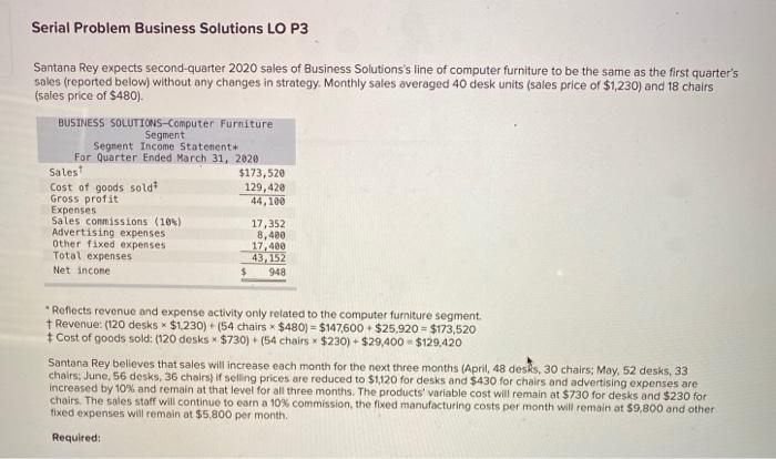  Serial Problem Business Solutions LO P3 Santana Rey expects second quarter