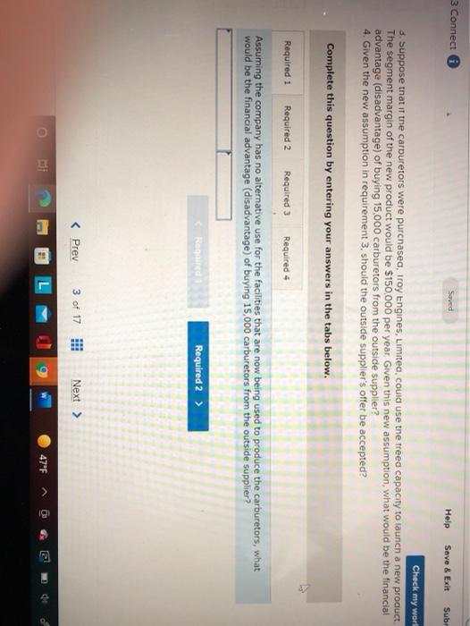 work Exercise 13-3 (Static) Make or Buy Decision [LO13-3) W $ 14