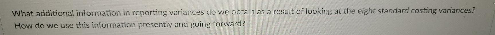 Please give me 2 short different answers What additional information in reporting