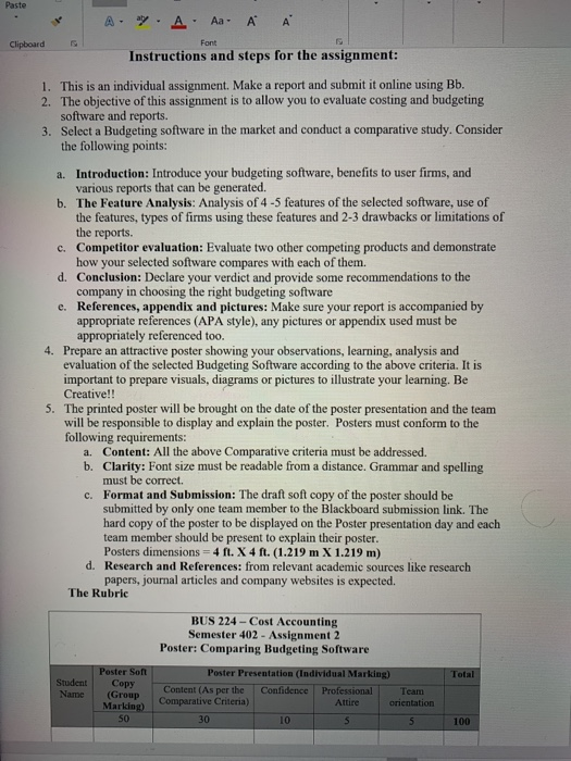  Paste A. . A Aa A A Clipboard Font Instructions and