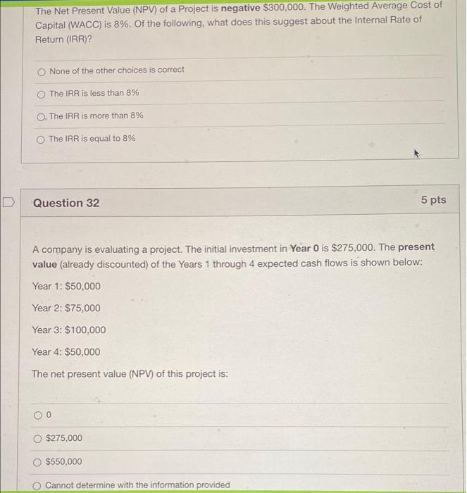 help with these four please The Net Present Value (NPV) of a