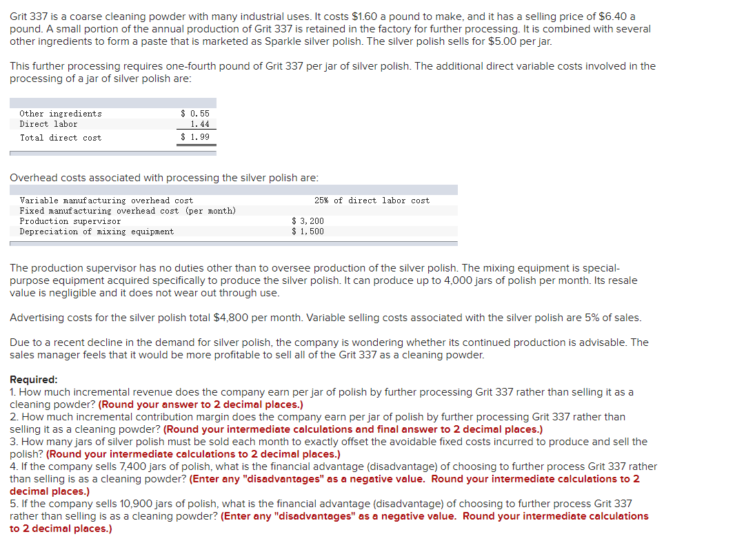 pls answer question 4 .5 only Grit 337 is a coarse cleaning