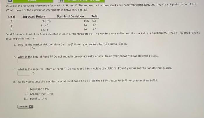 TO ANSWER PLEASEEE! eBook Problem Walk-Through Calculate the required rate of return