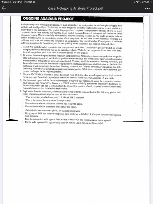 i need help please. ONGOING ANALYSIS PROJECT across assigned ModulesModule 1An important