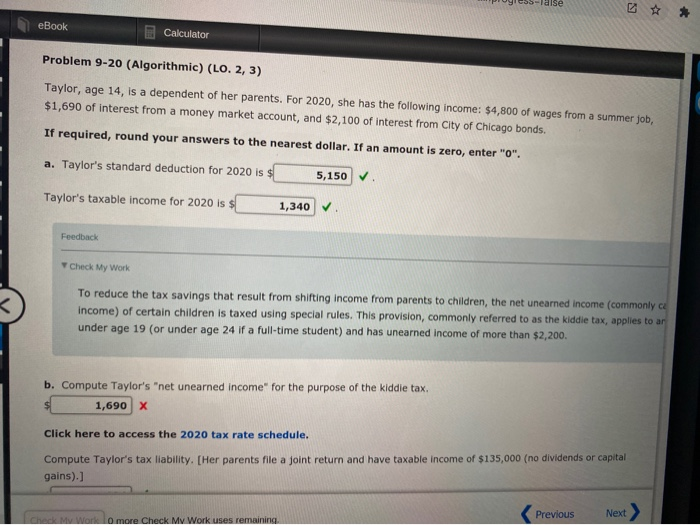  alse eBook Calculator Problem 9-20 (Algorithmic) (LO. 2, 3) Taylor, age