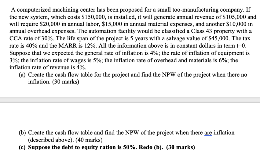 how to do this on excel A computerized machining center has been