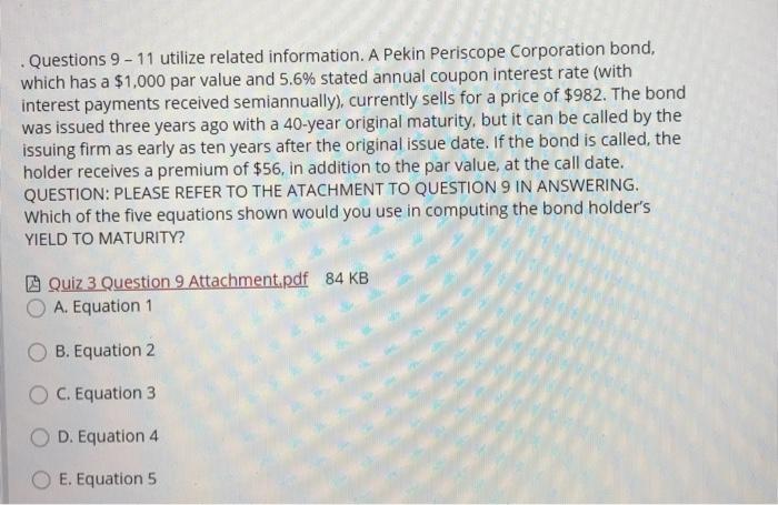  . Questions 9 - 11 utilize related information. A Pekin Periscope