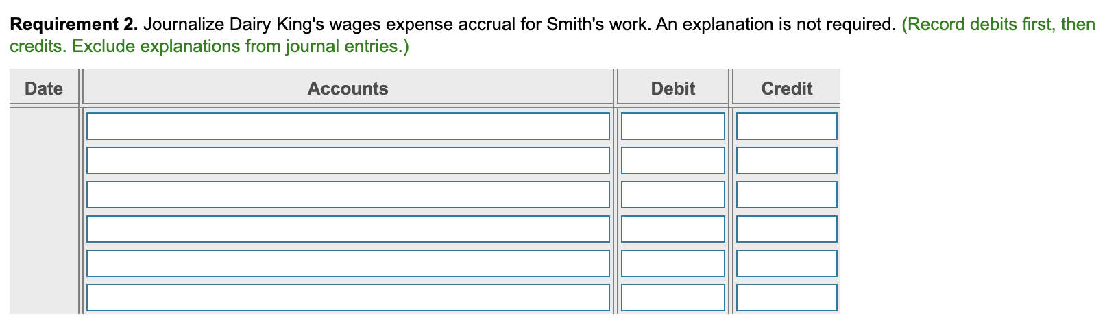 week. Smith's payroll deductions include withheld income tax of 40%, FICA tax,
