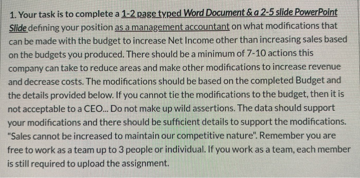  As a manager accountant on what modification that can be made