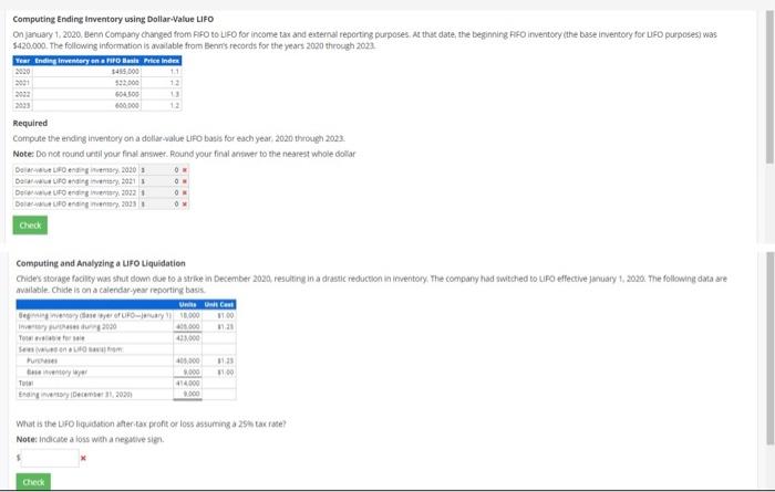  2033 Computing Ending Inventory using DollarValue LIFO On january 1, 2020.