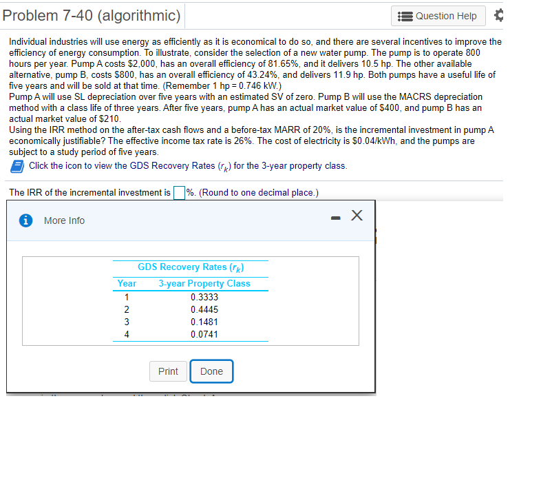 Problem 7-40 (algorithmic) Question Help Individual industries will use energy as
