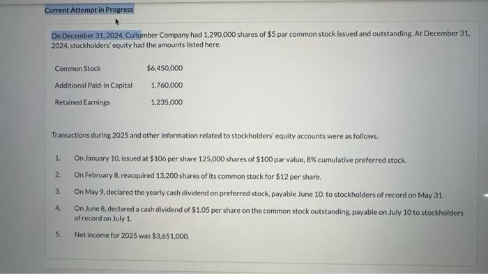  pls help me Current Attempt in Progress On December 31,2024 .