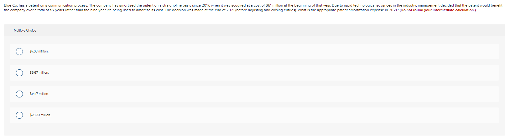  Blue Co. has a patent on a communication process. The company