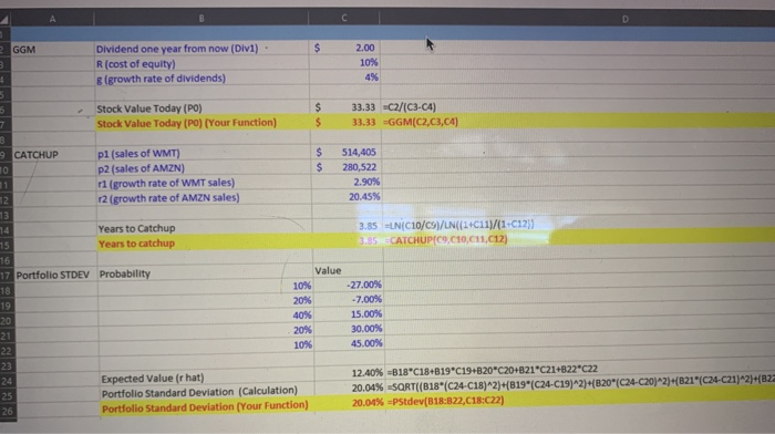three VBA functions Divi 1. GGM (Gordon Growth Model, Inputs: Div1, R,
