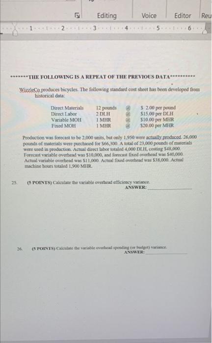 please show all work 2 2 Voice Editor Reu Editing 2.3 6