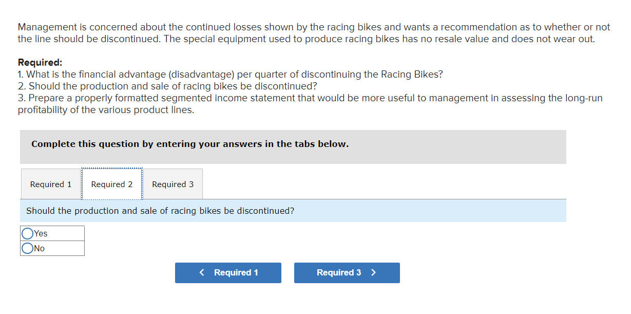 and a racing bike. Data on sales and expenses for the past