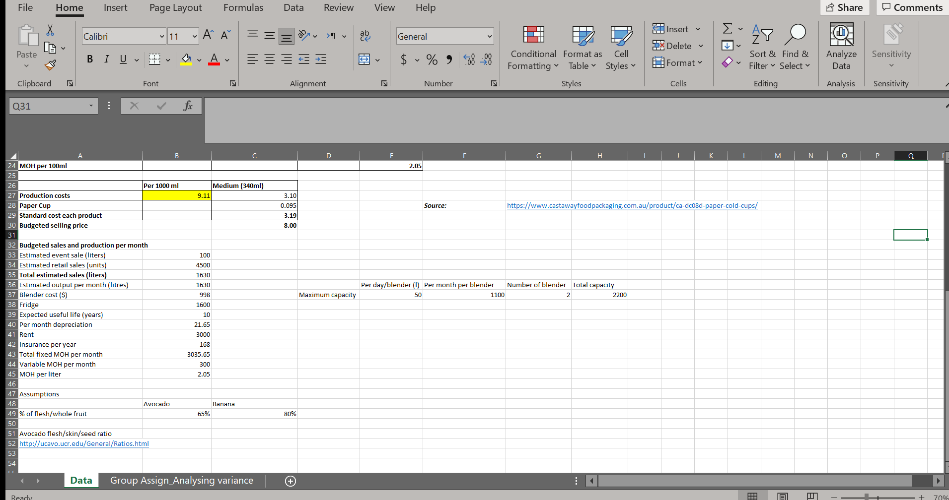 File Home Insert Page Layout Formulas Data Review View Help Share Comments