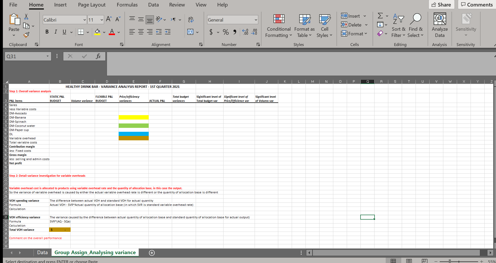 * Insert > X Calibri 11 ' ' > General 2 9X