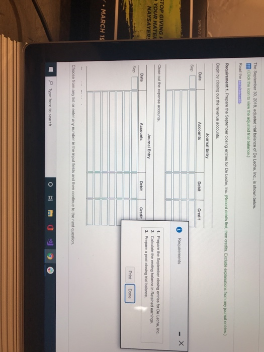 the next Print Done own below. Data Table c. (Record debits first,
