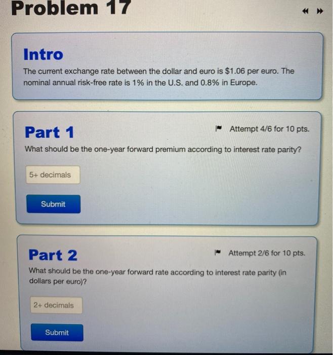  Problem 17 Intro The current exchange rate between the dollar and