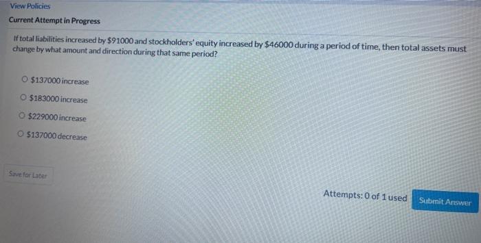  View Policies Current Attempt in Progress if total liabilities increased by