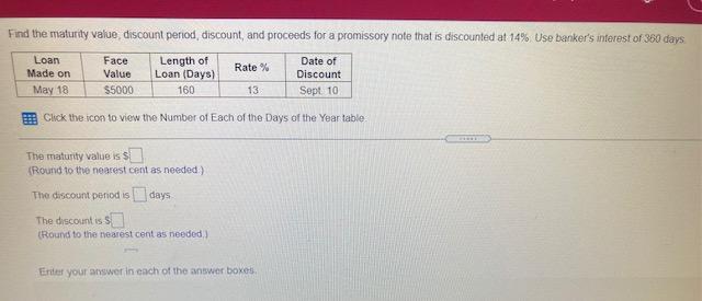 The maturity value is $ (Round to the nearest cent as needed.)