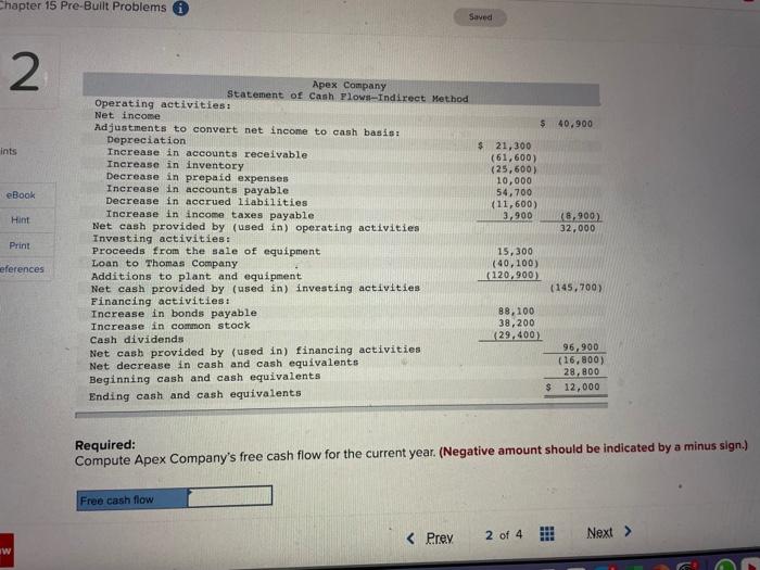  Chapter 15 Pre-Built Problems Seved 2 $40.900 ints $ 21,300 (61,600)