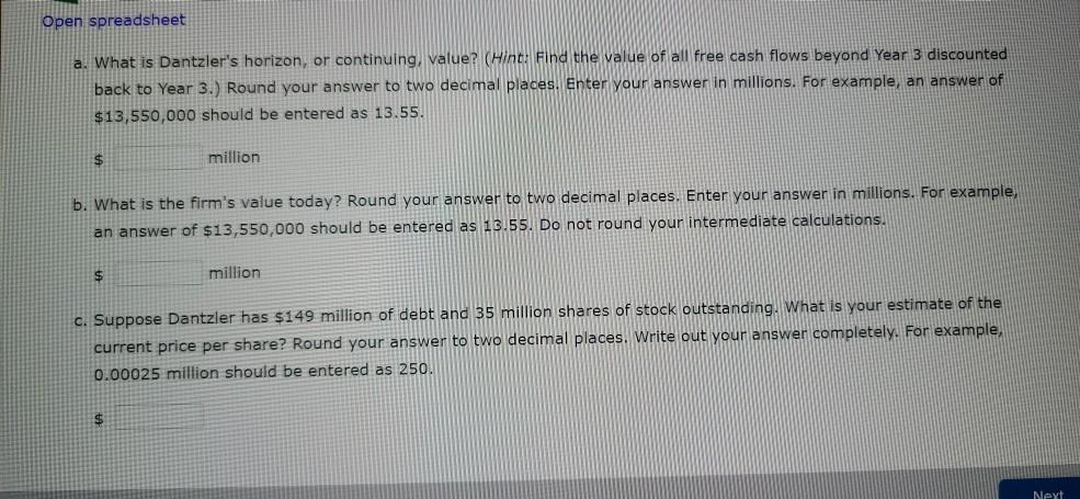 a fast-growing supplier of office products. Analysts project the following free cash