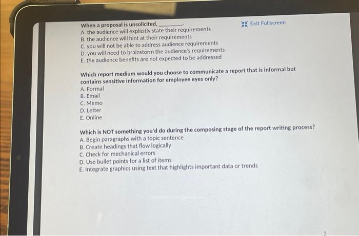  When a proposal is unsolicited, A. the audience will explicitly state