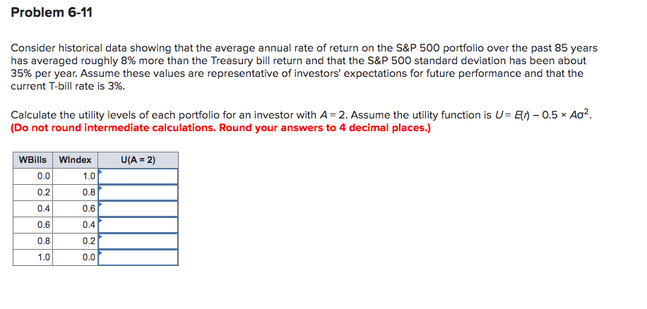 Problem 6-11 Consider historical data showing that the average annual rate
