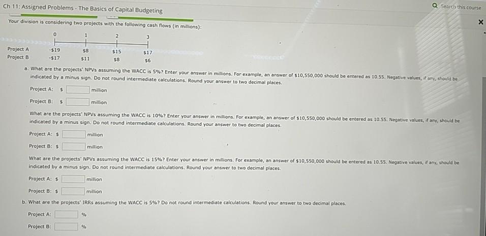  Q Search this course Ch 11: Assigned Problems - The Basics