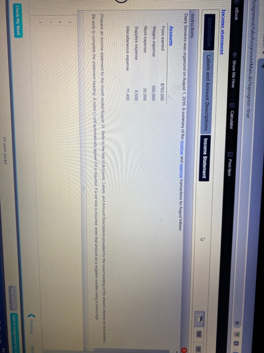  Assignment/takeAssignment Main.do?inprogress=true eBook Show Me How Calculator Printem Income statement Instructions