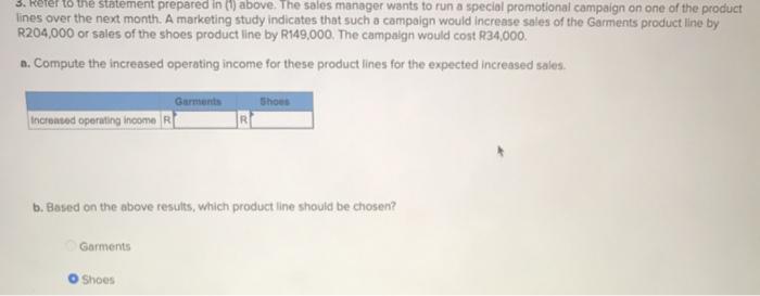 last month is given below: Divisions Total Company Cloth Leather Sales R