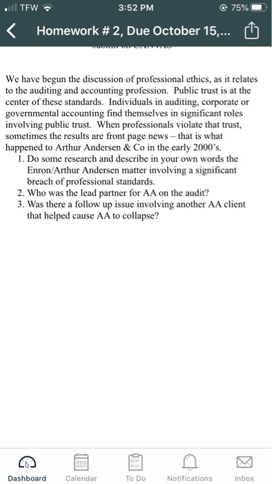  . TEW 3:52 PM @ 75% Homework # 2, Due October