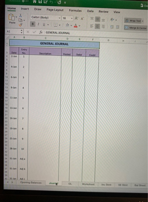 Jan 25 Jan 28 Description Paid January rent of $4,000. Performed $28,000