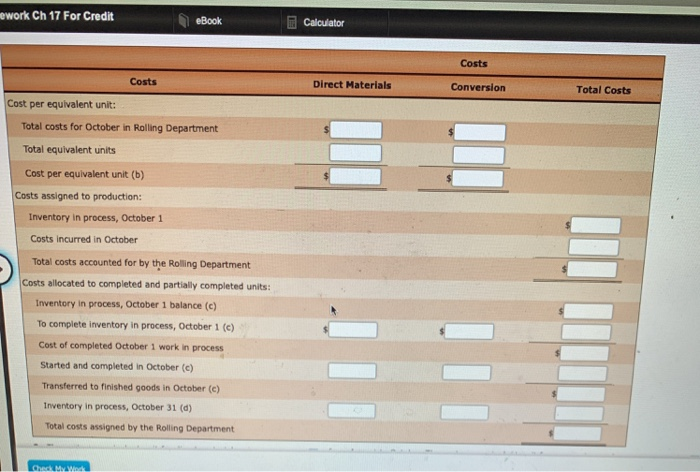 materials (800 x $4.3) $ 3,440 Conversion (800 x 20% x $1.8)