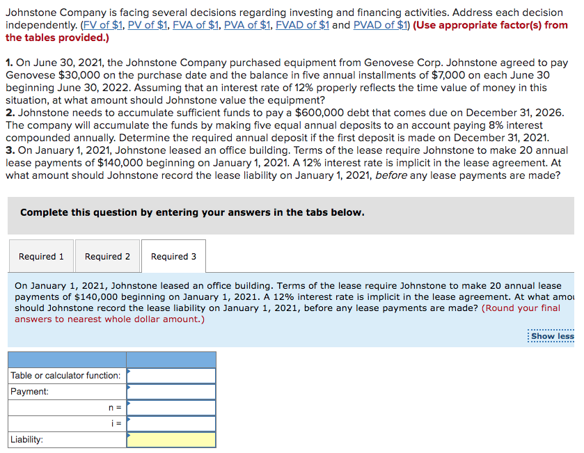 (FV of $1, PV of $1, FVA of $1, PVA of $1,