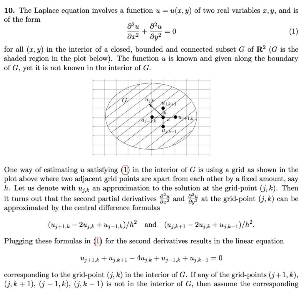  = 10. The Laplace equation involves a function u = u(x,