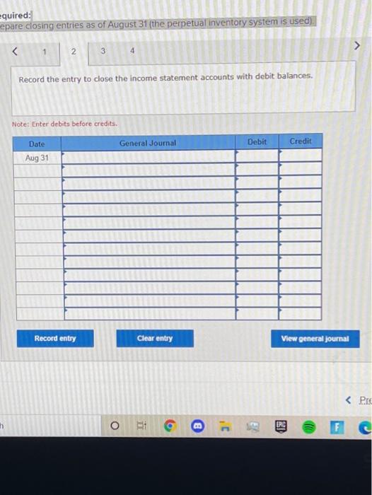 balances from its general ledger on August 31, its fiscal year-end, follows.