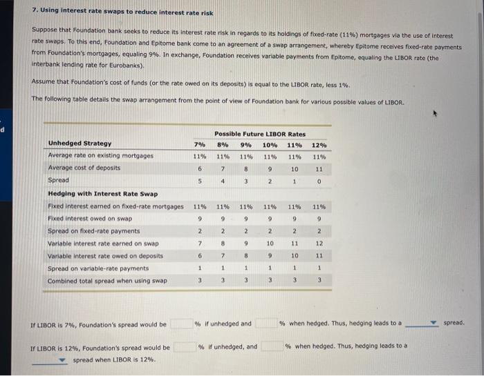  7. Using interest rate swaps to reduce interest rate risk Suppose
