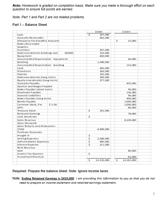  Note: Homework is graded on completion basis. Make sure you make