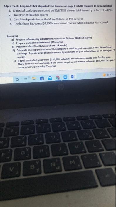 Trial Balance as at 30 June 2022 Dr S Cash at Bank