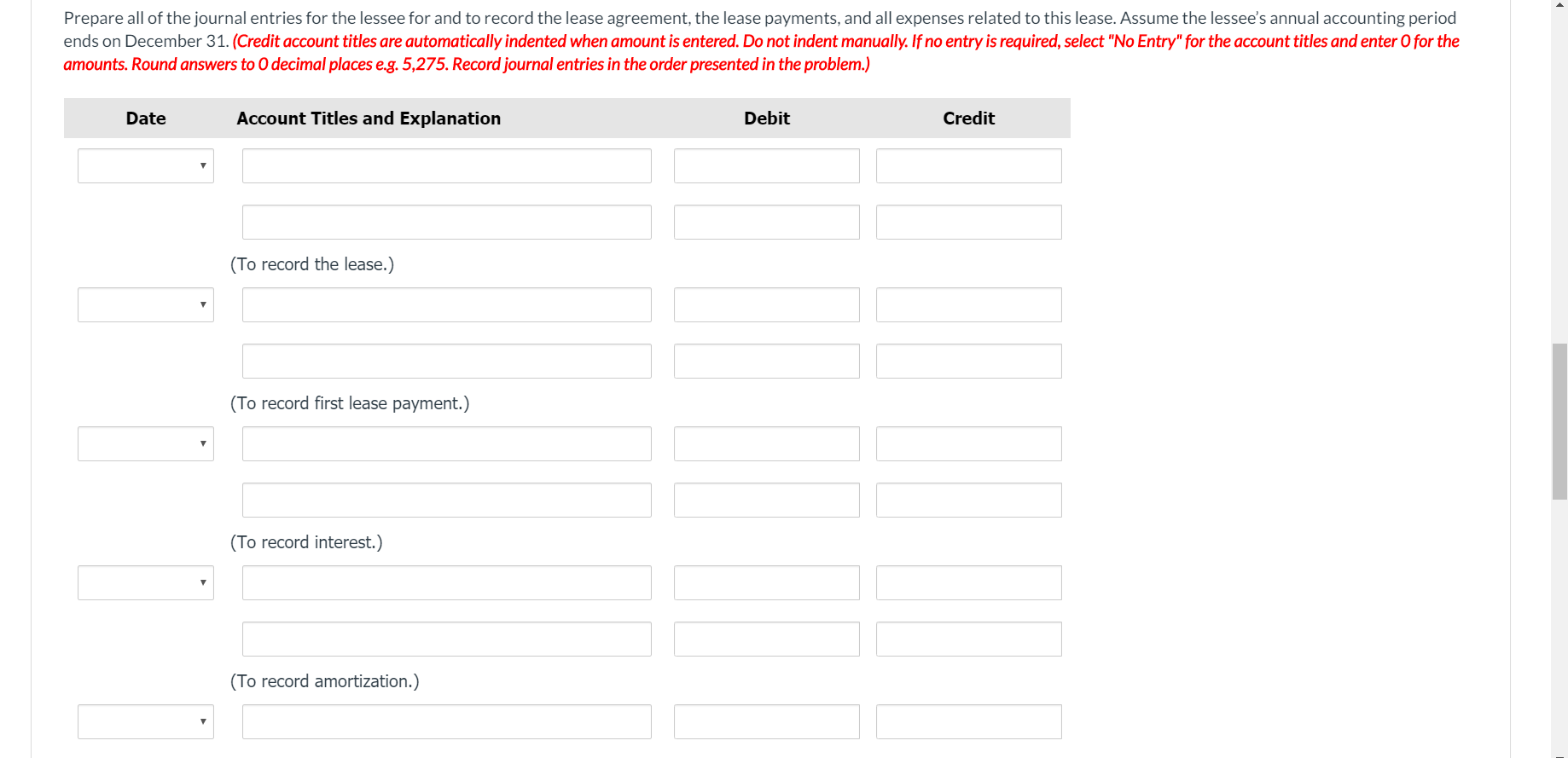 Carla Company, a lessee. January 1, $102,418 Commencement date Annual lease payment