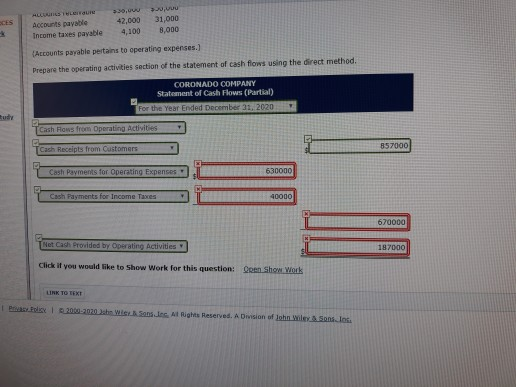 income statement for the year anded December 31, 2020, contained the following